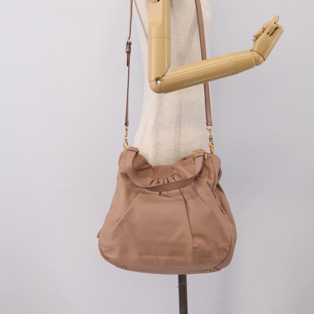 Miu Miu Hand Bag Leather 2way Pink Gold Auth 202002V