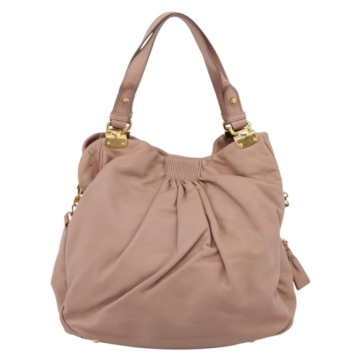 Miu Miu Hand Bag Leather 2way Pink Gold Auth 202002V