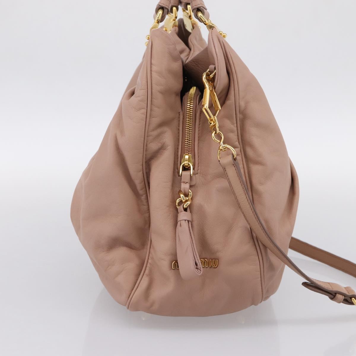 Miu Miu Hand Bag Leather 2way Pink Gold Auth 202002V