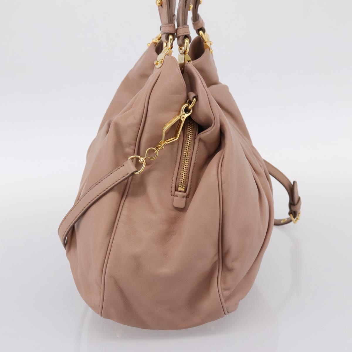 Miu Miu Hand Bag Leather 2way Pink Gold Auth 202002V