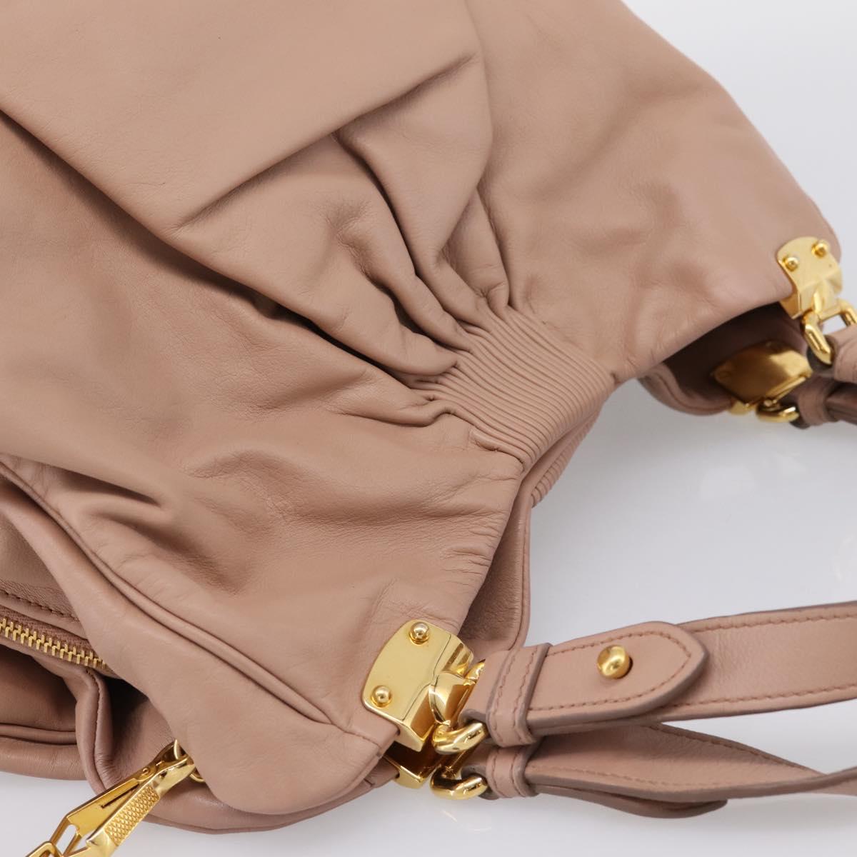 Miu Miu Hand Bag Leather 2way Pink Gold Auth 202002V