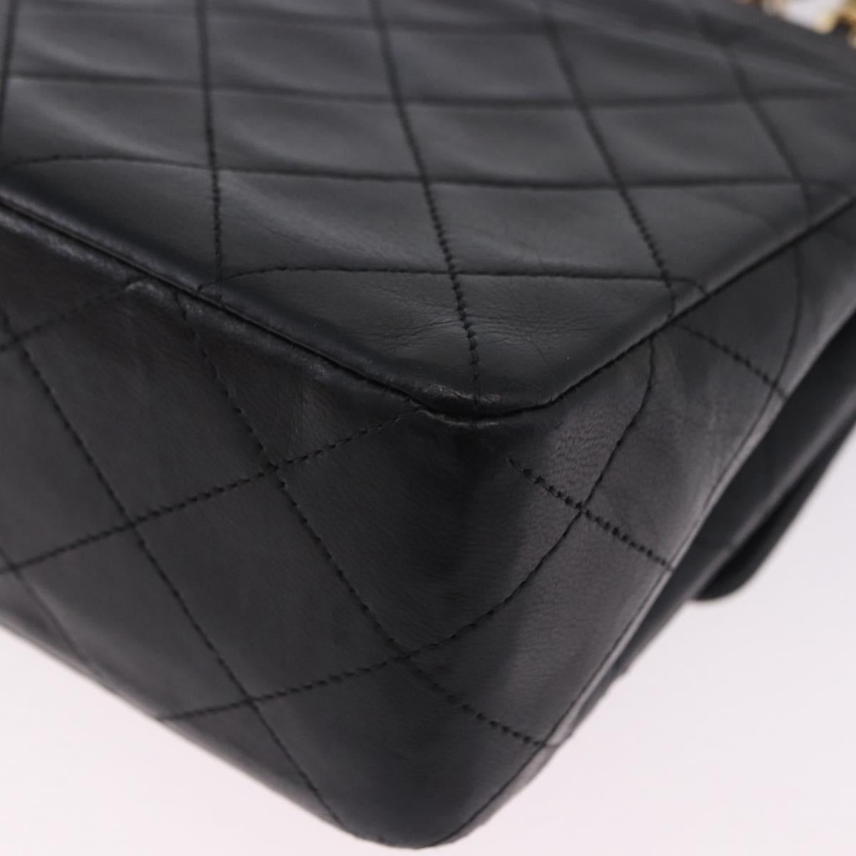 CHANEL Matelasse Chain Shoulder Bag Lamb Skin Black Gold CC Auth 202003SAV