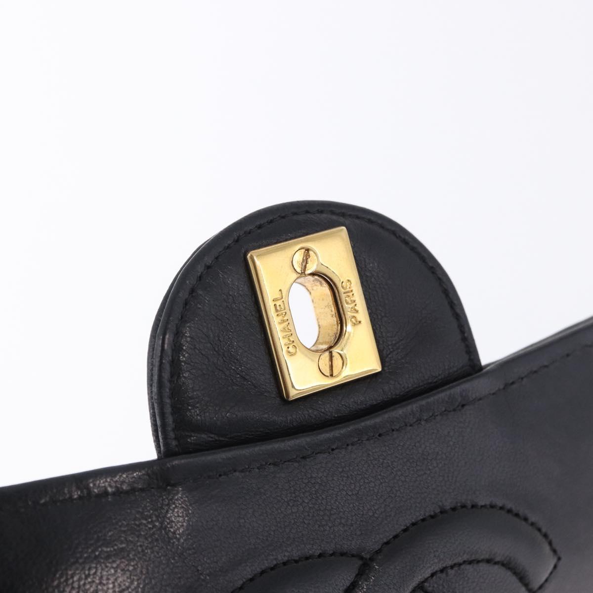 CHANEL Matelasse Chain Shoulder Bag Lamb Skin Black Gold CC Auth 202003SAV