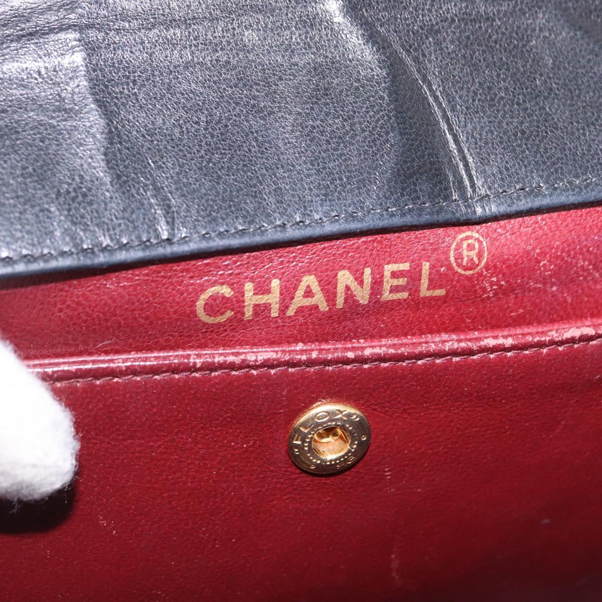 CHANEL Matelasse Chain Shoulder Bag Lamb Skin Black Gold CC Auth 202003SAV