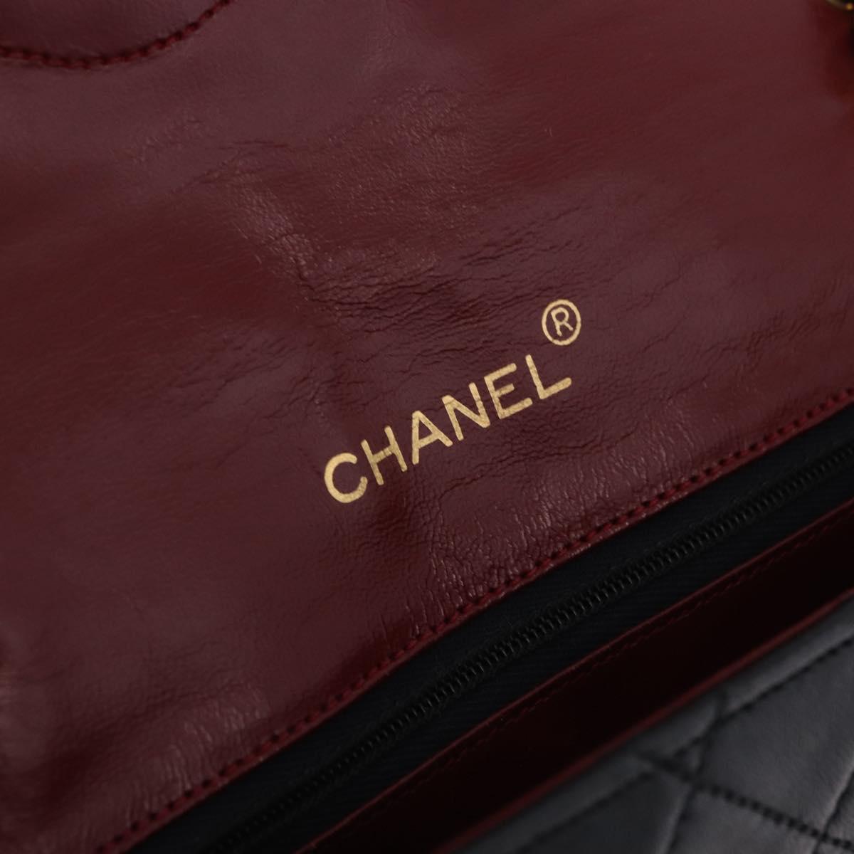 CHANEL Matelasse Chain Shoulder Bag Lamb Skin Black Gold CC Auth 202004SAV
