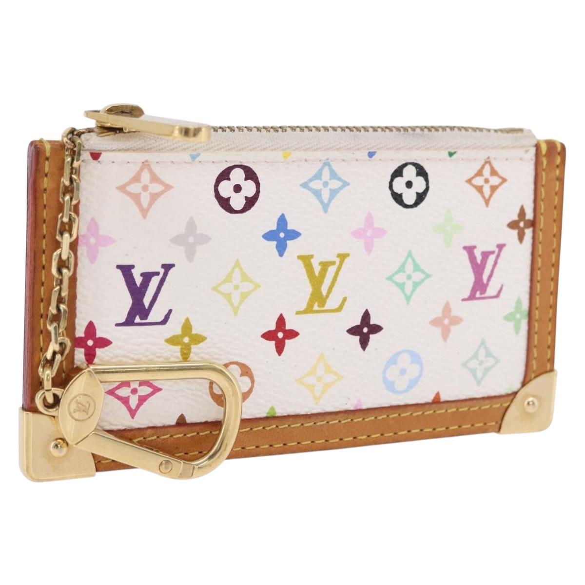 LOUIS VUITTON Multicolor Pochette Cles Coin Purse White M92655 LV Auth 202006A