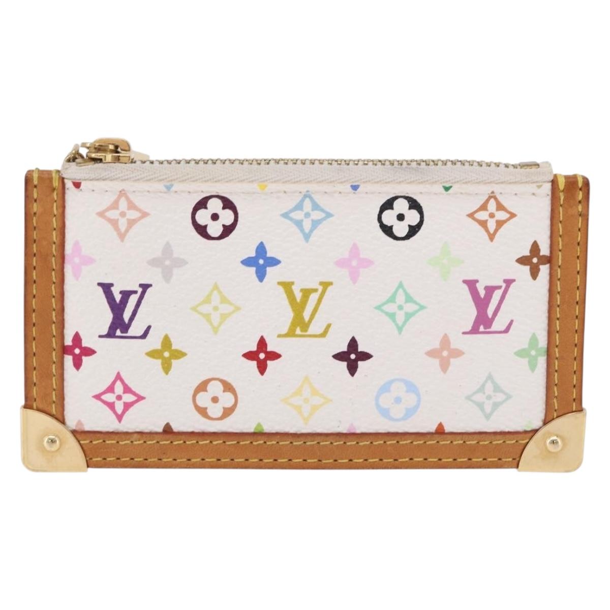 LOUIS VUITTON Multicolor Pochette Cles Coin Purse White M92655 LV Auth 202006A
