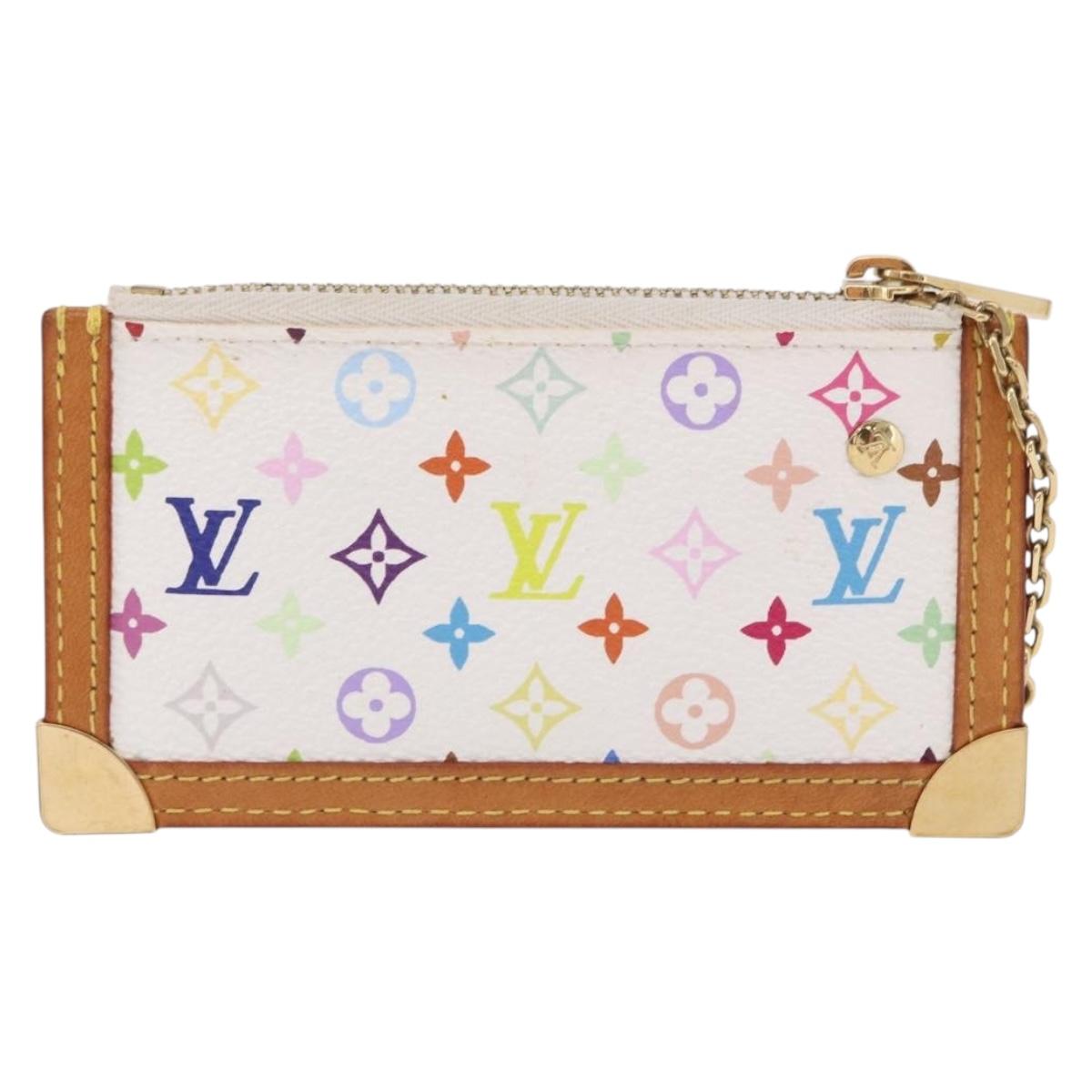 LOUIS VUITTON Multicolor Pochette Cles Coin Purse White M92655 LV Auth 202006A