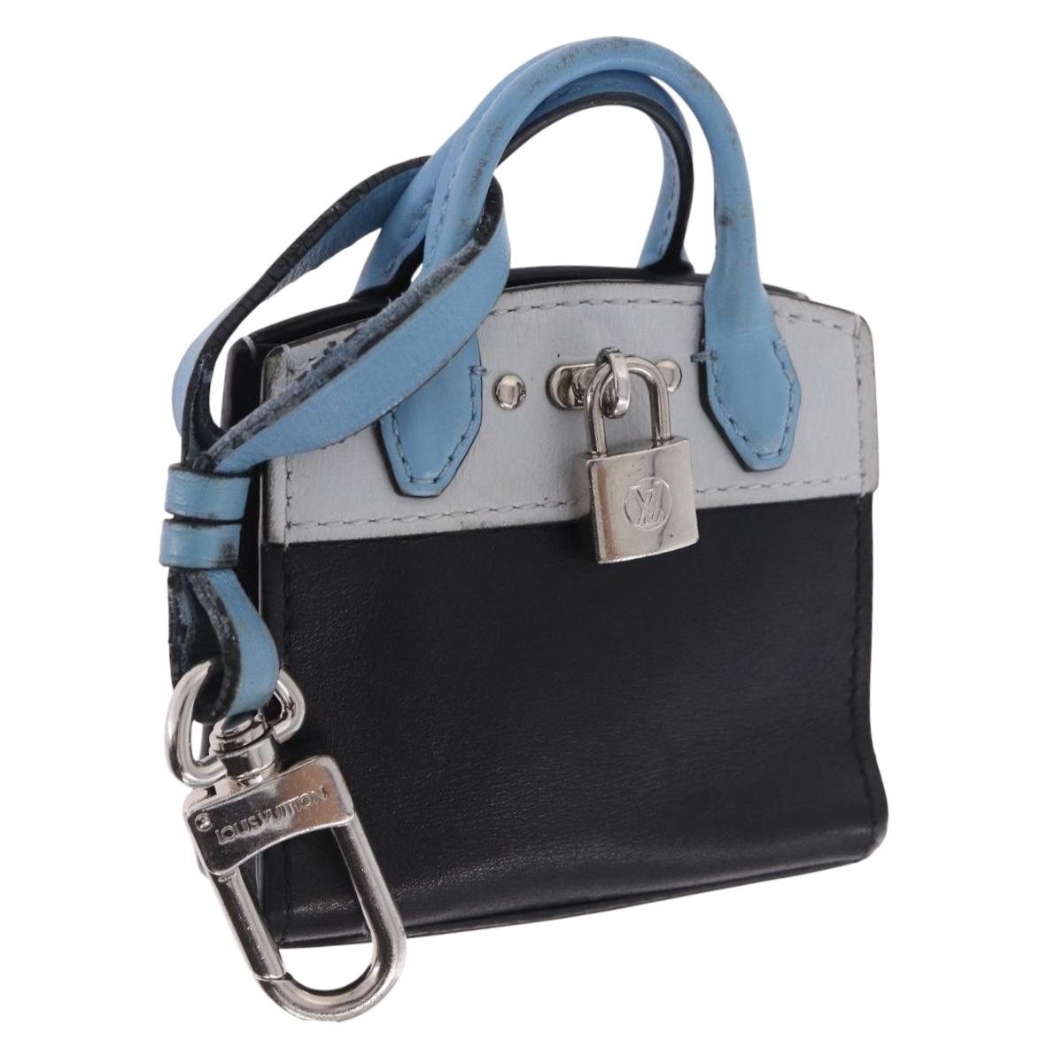 LOUIS VUITTON City Steamer Bag Charm Leather Black Silver LV Auth 202015