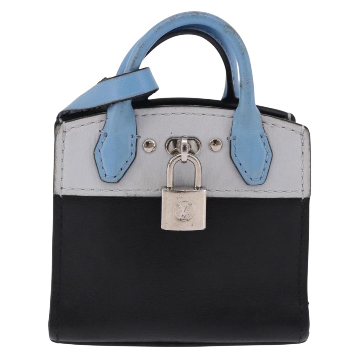 LOUIS VUITTON City Steamer Bag Charm Leather Black Silver LV Auth 202015