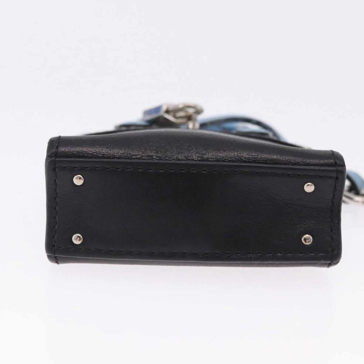 LOUIS VUITTON City Steamer Bag Charm Leather Black Silver LV Auth 202015