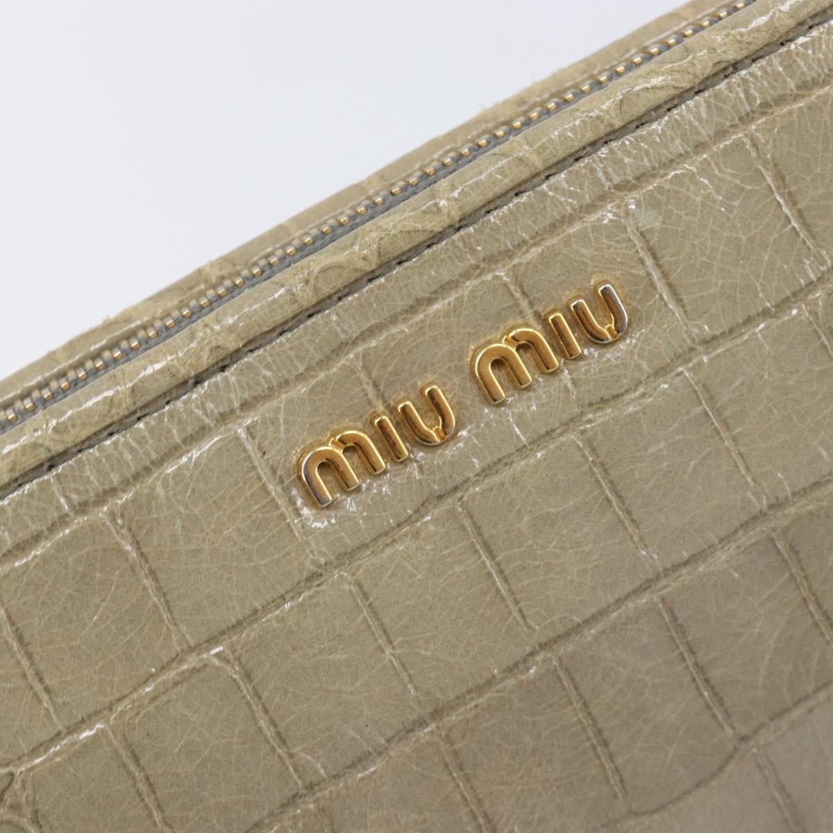 Miu Miu Clutch Bag Leather Beige Gold Auth 202018