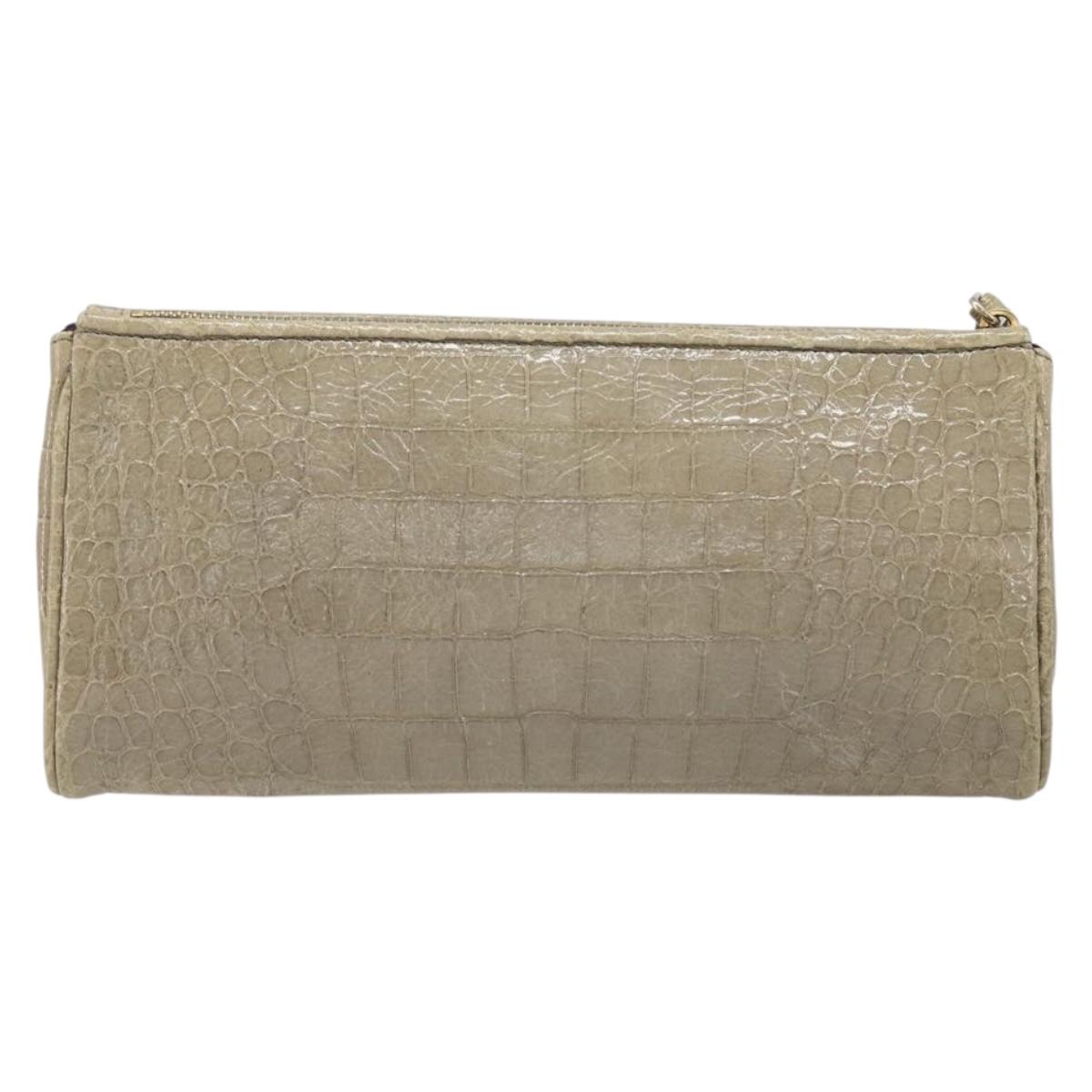 Miu Miu Clutch Bag Leather Beige Gold Auth 202018