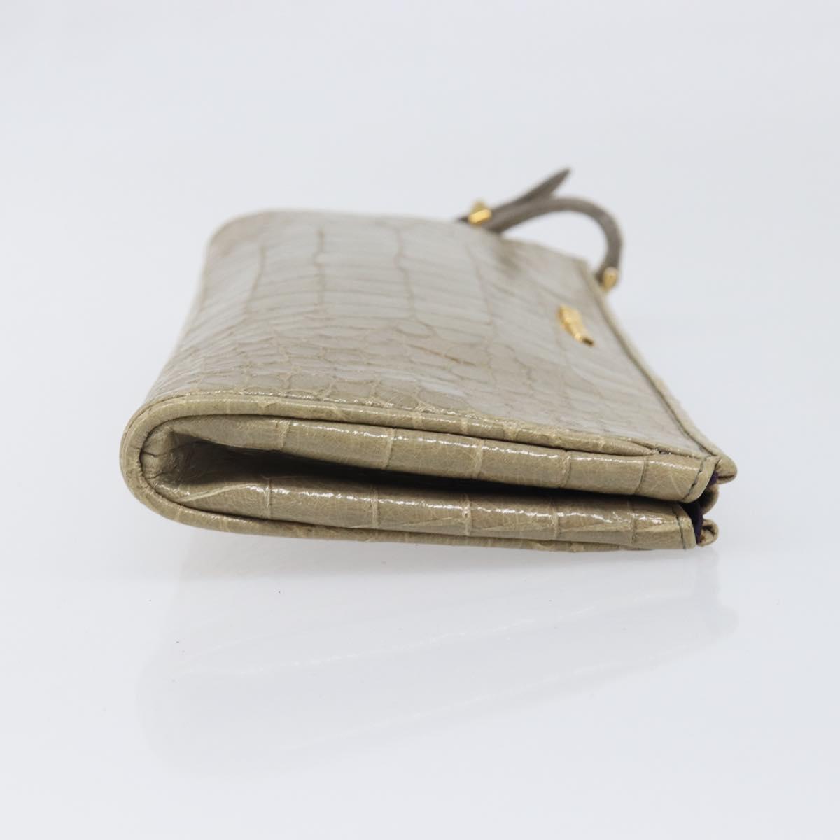 Miu Miu Clutch Bag Leather Beige Gold Auth 202018