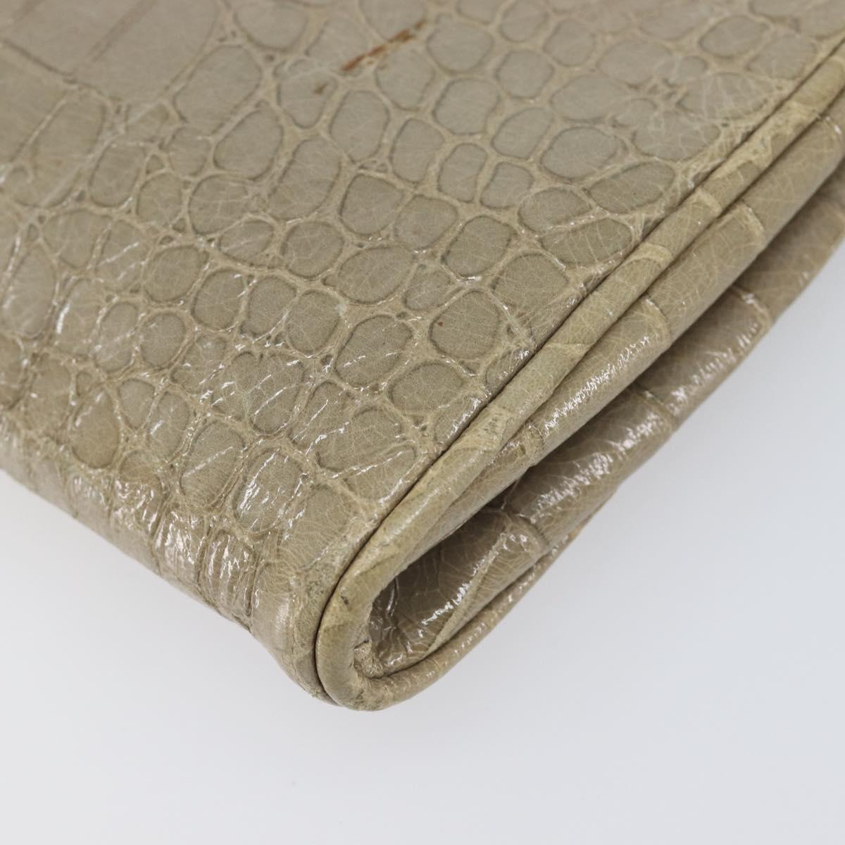 Miu Miu Clutch Bag Leather Beige Gold Auth 202018
