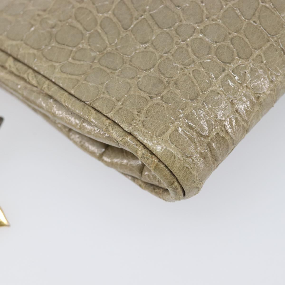 Miu Miu Clutch Bag Leather Beige Gold Auth 202018