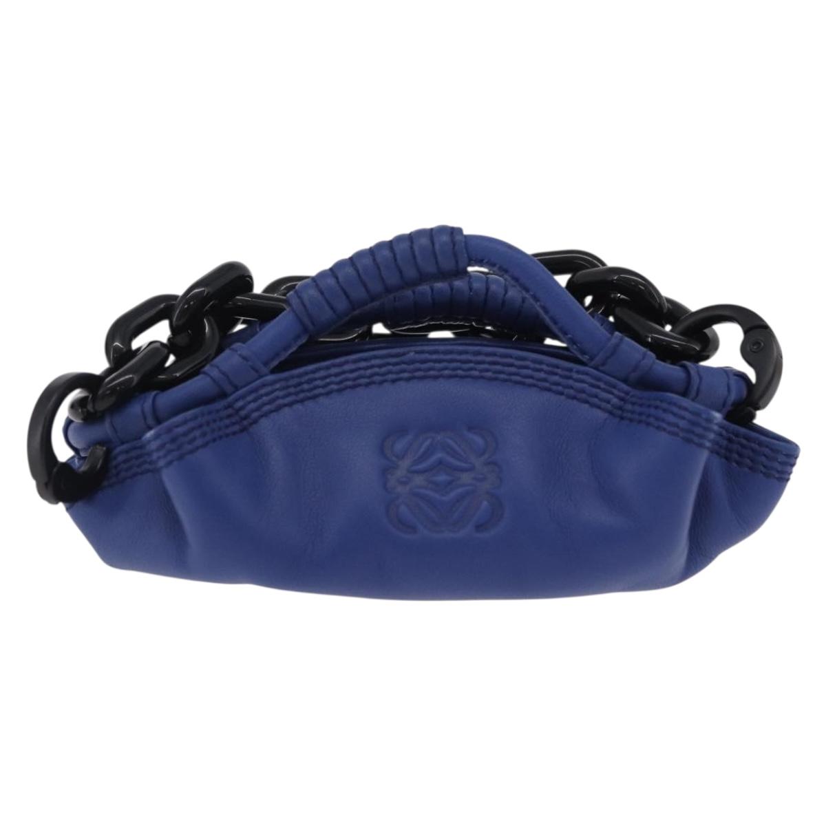 LOEWE Nappa Aire Coin Purse Leather Blue Auth 202034V