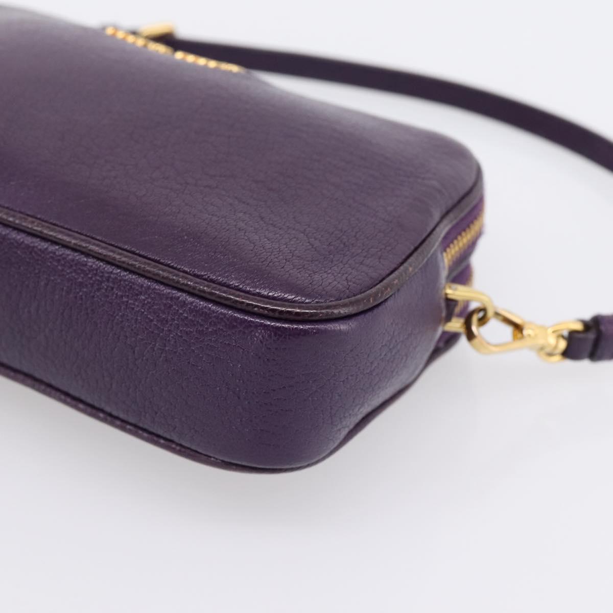 Miu Miu Hand Pouch Leather Purple Gold Auth 202035V