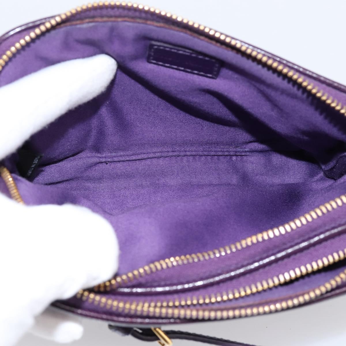 Miu Miu Hand Pouch Leather Purple Gold Auth 202035V