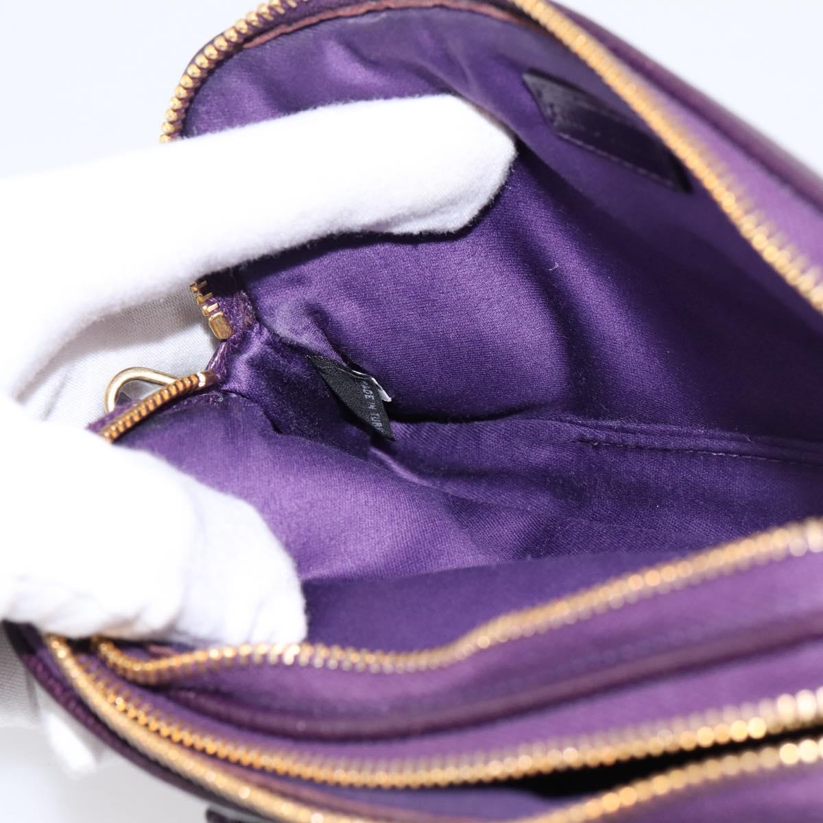 Miu Miu Hand Pouch Leather Purple Gold Auth 202035V