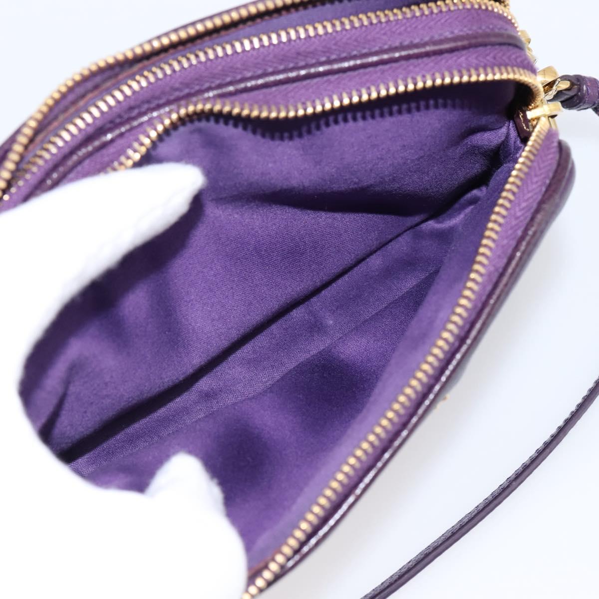Miu Miu Hand Pouch Leather Purple Gold Auth 202035V