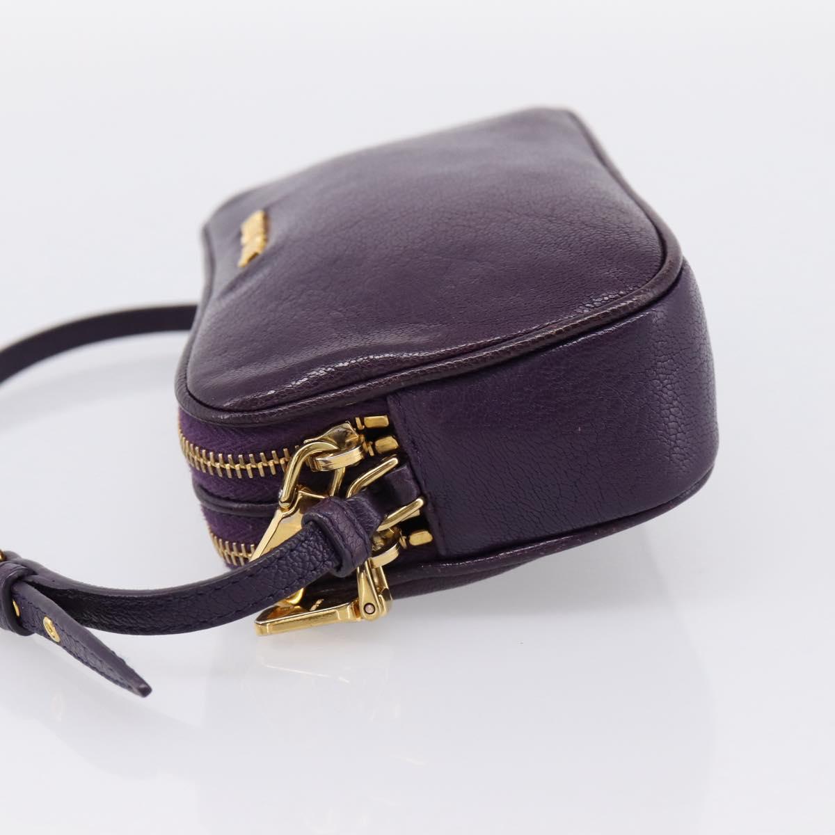 Miu Miu Hand Pouch Leather Purple Gold Auth 202035V