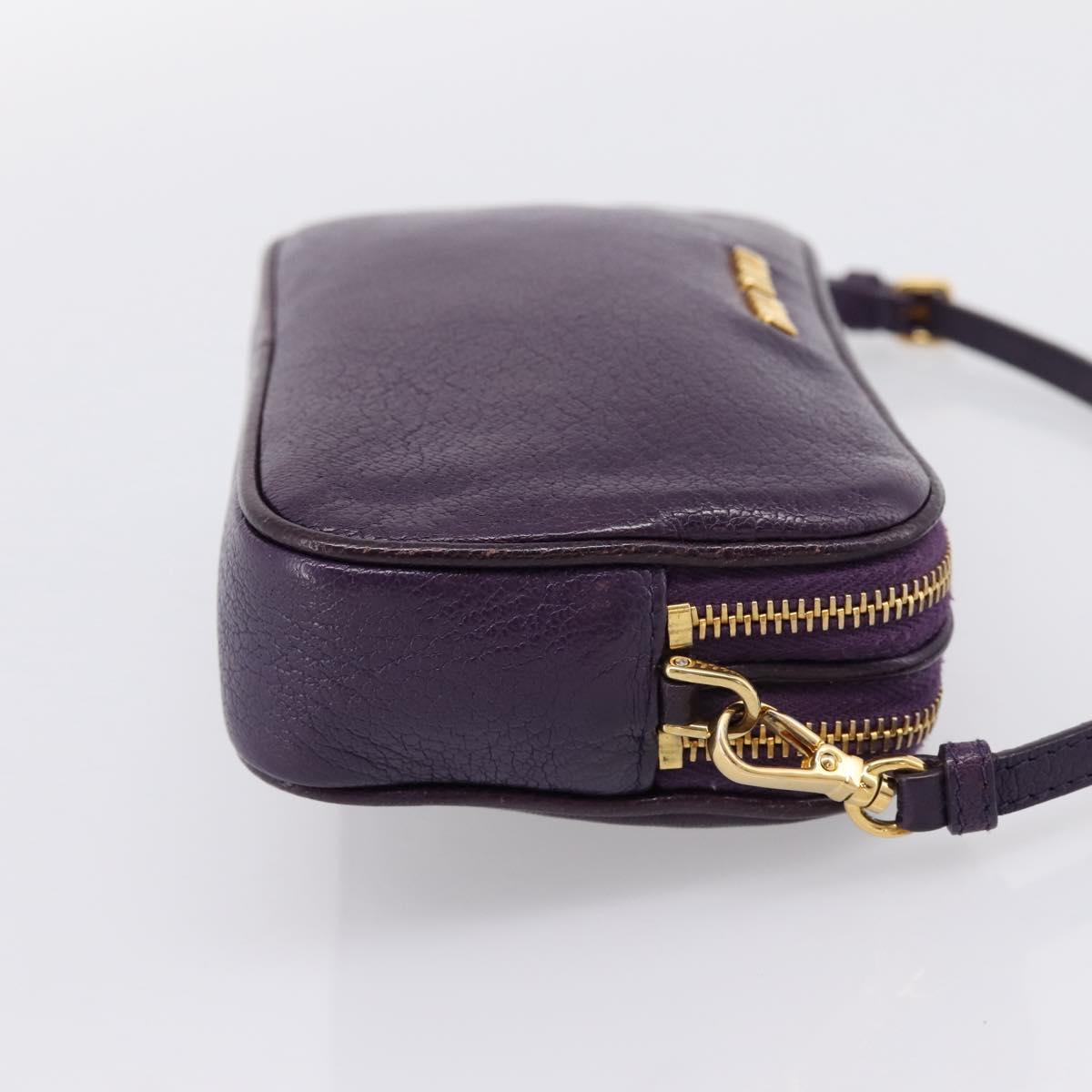 Miu Miu Hand Pouch Leather Purple Gold Auth 202035V