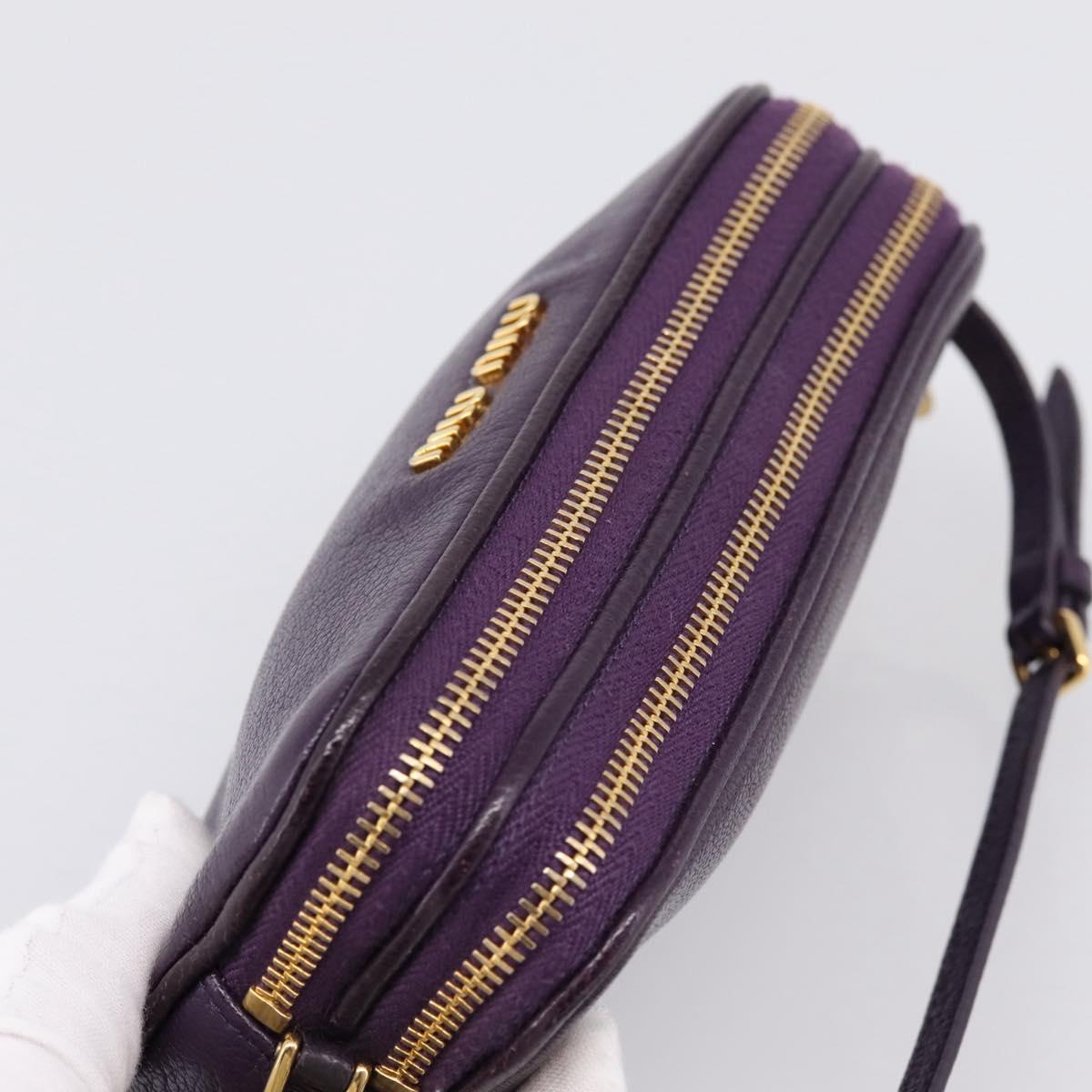 Miu Miu Hand Pouch Leather Purple Gold Auth 202035V