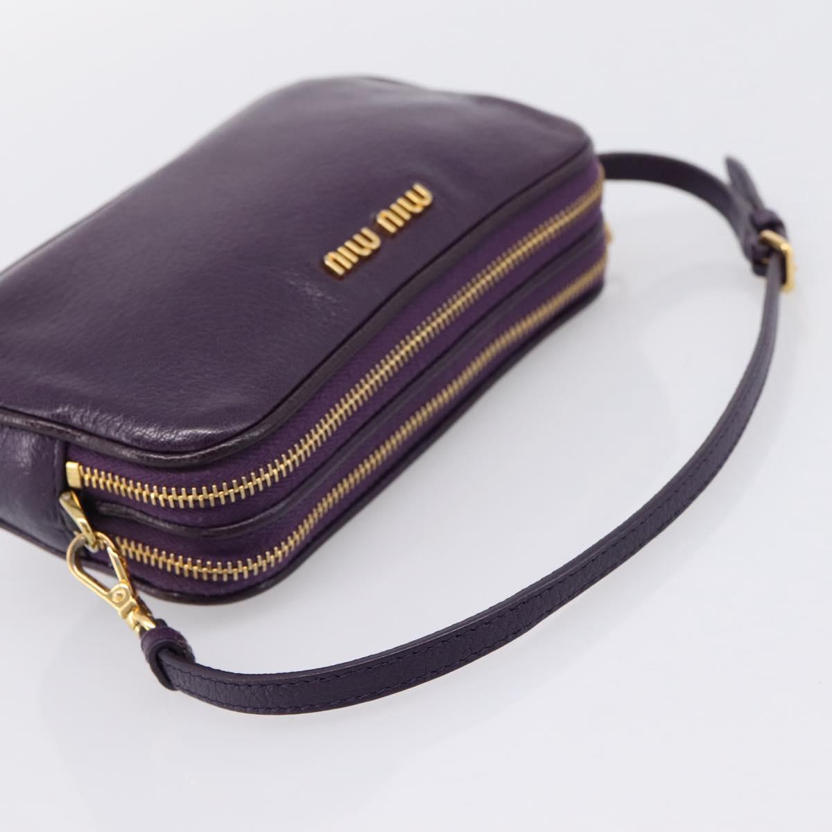Miu Miu Hand Pouch Leather Purple Gold Auth 202035V