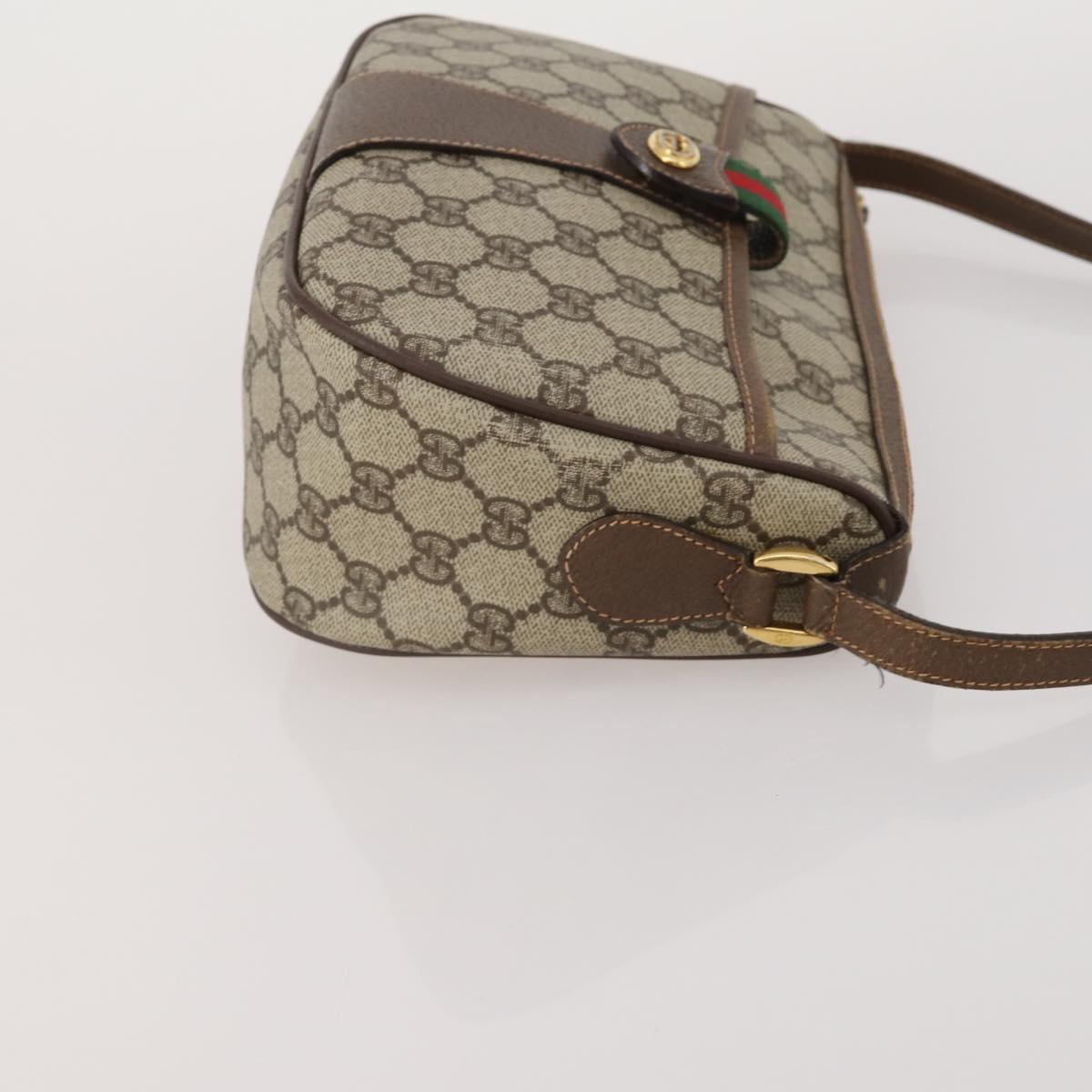 GUCCI GG Supreme GG Plus Supreme Web Sherry Line Bag PVC 2 Set Beige Auth 202042