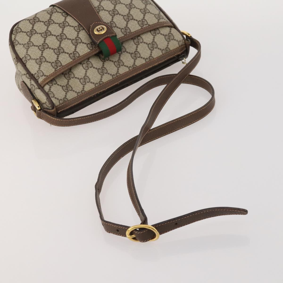 GUCCI GG Supreme GG Plus Supreme Web Sherry Line Bag PVC 2 Set Beige Auth 202042