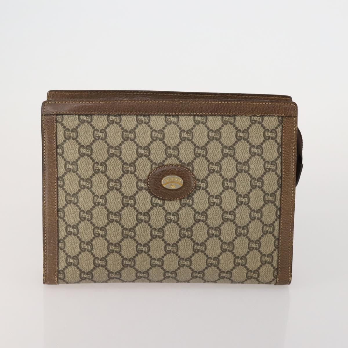 GUCCI GG Supreme GG Plus Supreme Web Sherry Line Bag PVC 2 Set Beige Auth 202042