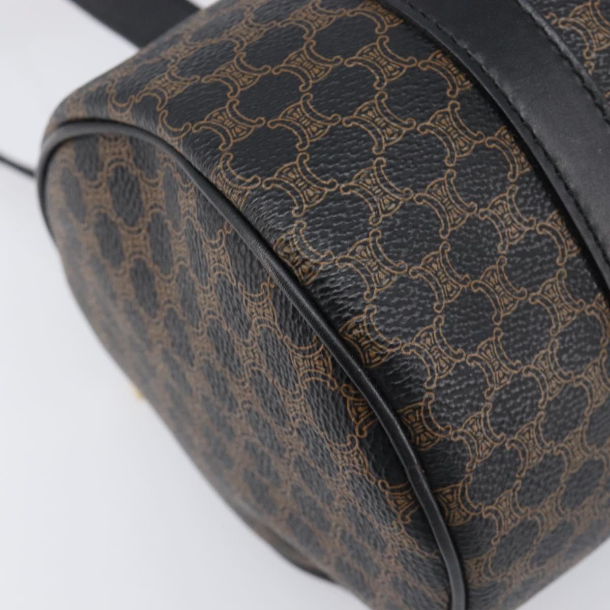 CELINE Macadam Hand Bag PVC Leather Black Gold Tone Auth 202048V