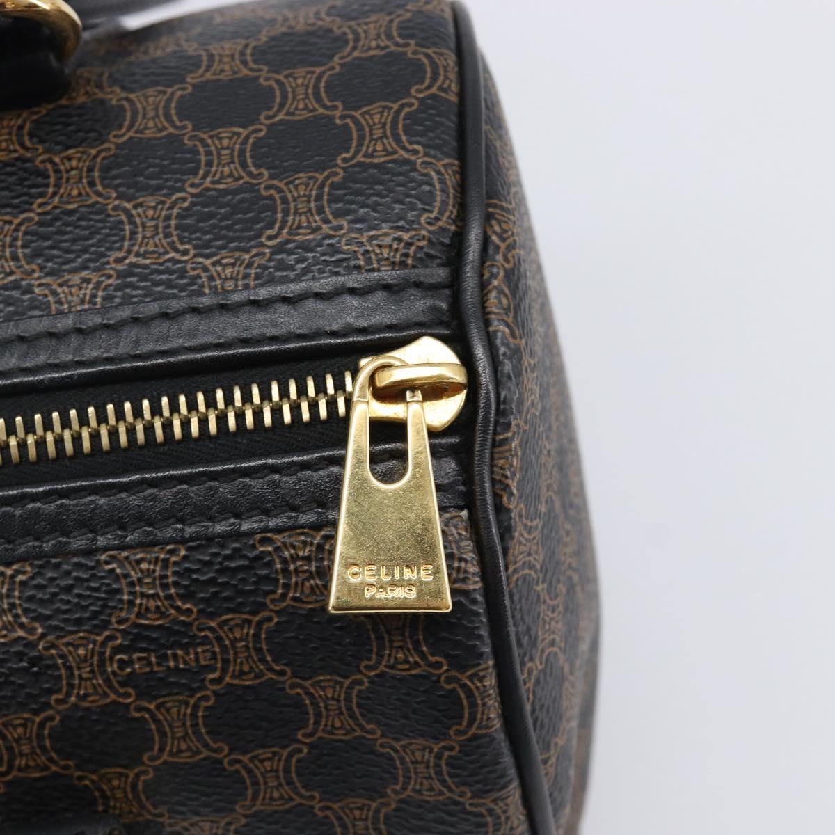CELINE Macadam Hand Bag PVC Leather Black Gold Tone Auth 202048V