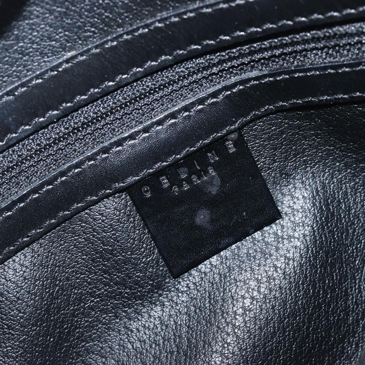 CELINE Macadam Hand Bag PVC Leather Black Gold Tone Auth 202048V