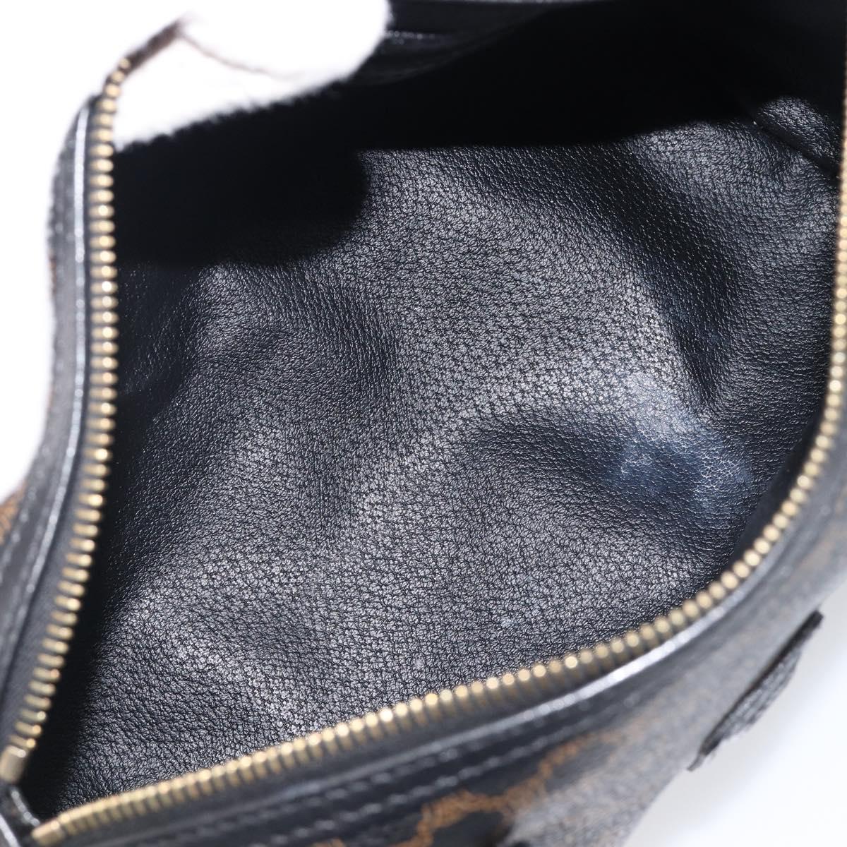 CELINE Macadam Hand Bag PVC Leather Black Gold Tone Auth 202048V