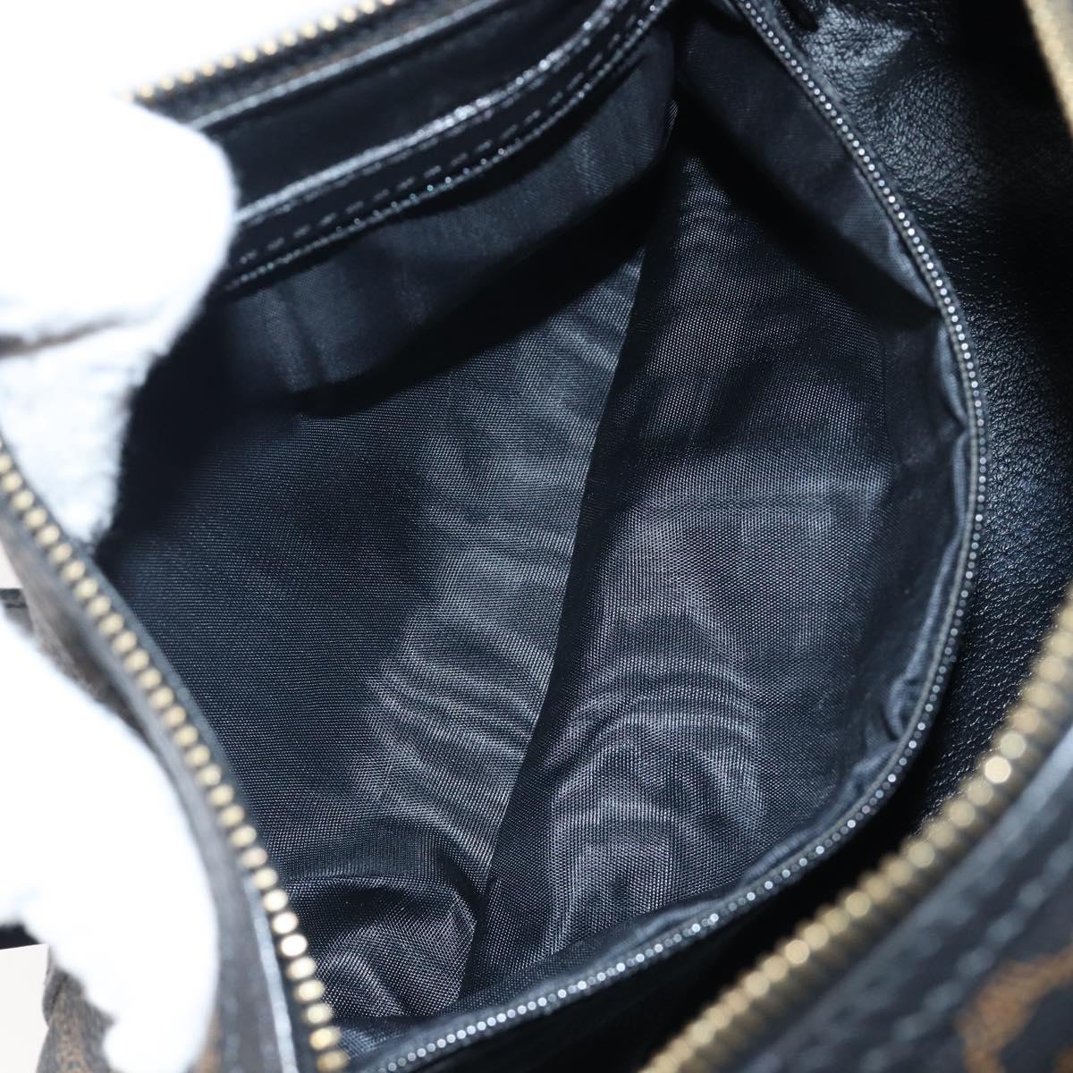 CELINE Macadam Hand Bag PVC Leather Black Gold Tone Auth 202048V
