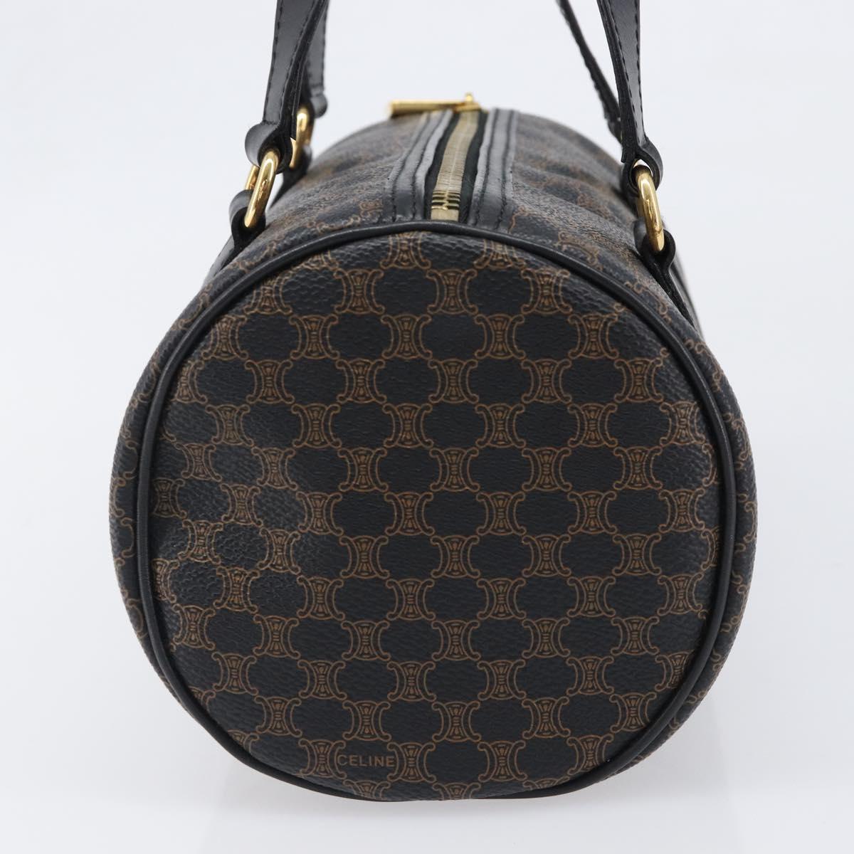 CELINE Macadam Hand Bag PVC Leather Black Gold Tone Auth 202048V