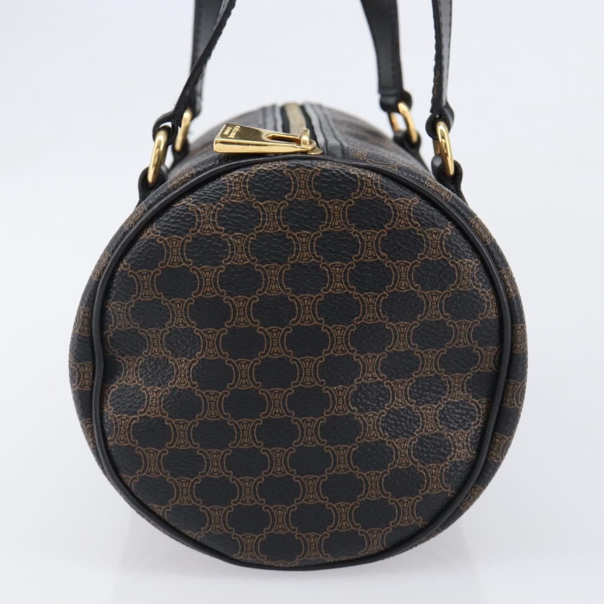 CELINE Macadam Hand Bag PVC Leather Black Gold Tone Auth 202048V