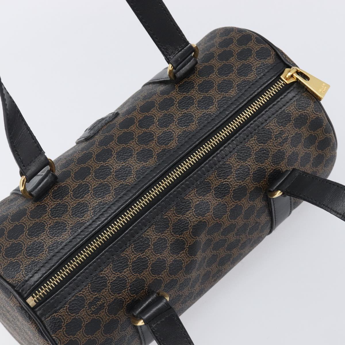 CELINE Macadam Hand Bag PVC Leather Black Gold Tone Auth 202048V