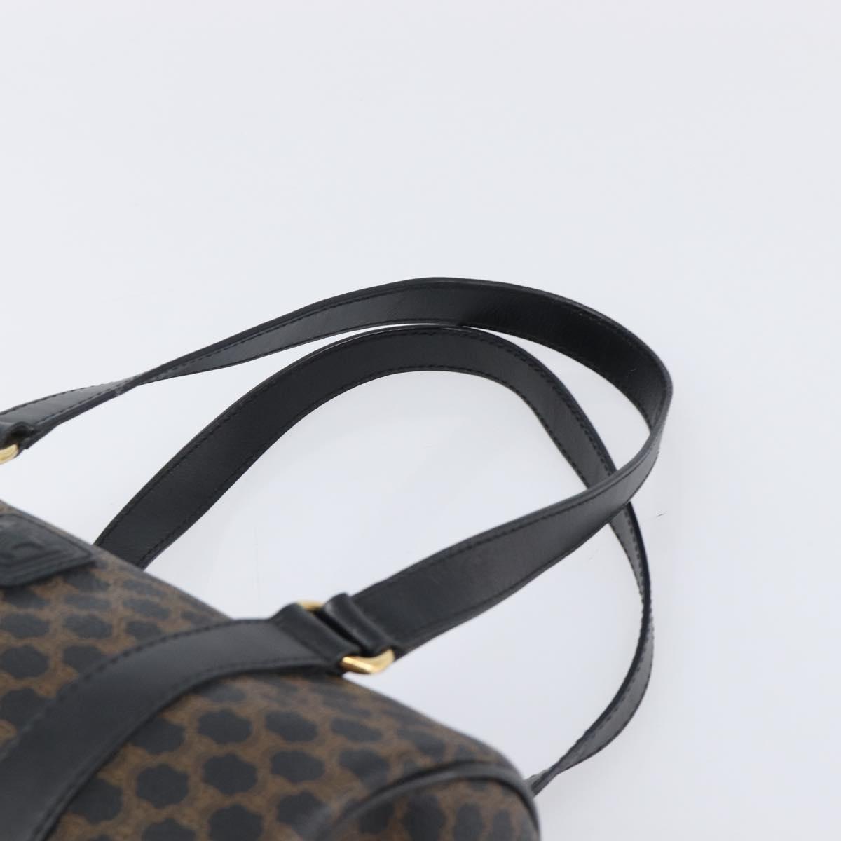 CELINE Macadam Hand Bag PVC Leather Black Gold Tone Auth 202048V
