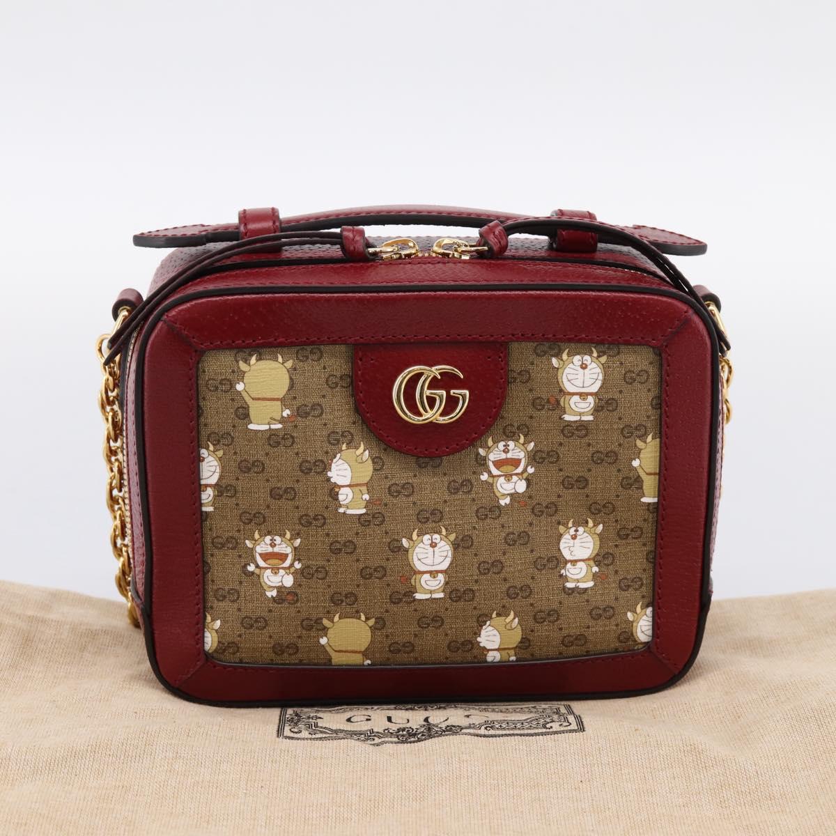 GUCCI Micro GG Supreme Doraemon Collaboration Bag PVC Beige 655596 Auth 202069M