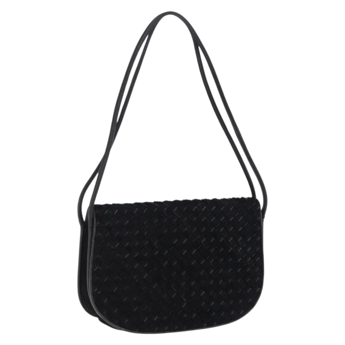 BOTTEGA VENETA INTRECCIATO Shoulder Bag Fur Black Auth 202071