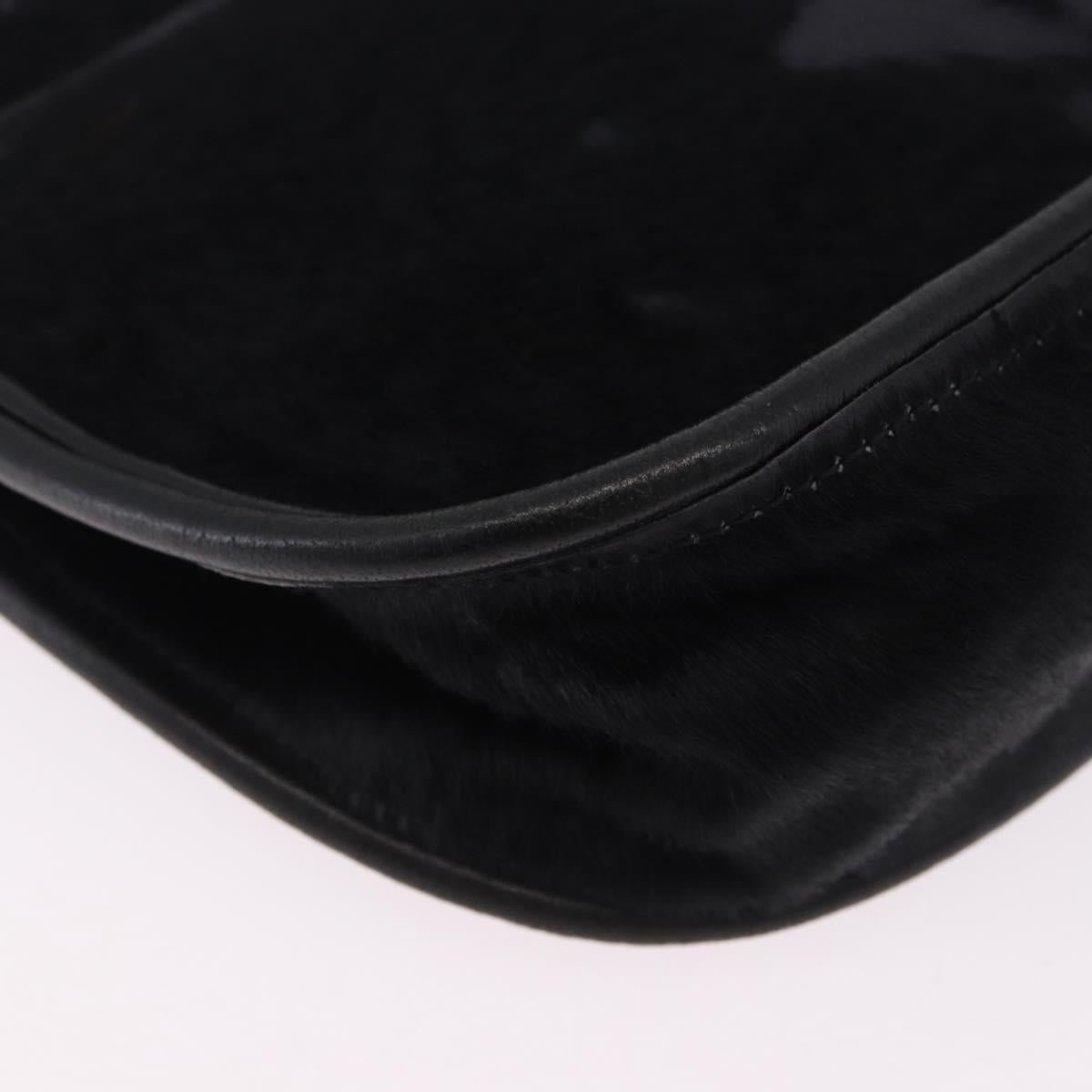 BOTTEGA VENETA INTRECCIATO Shoulder Bag Fur Black Auth 202071