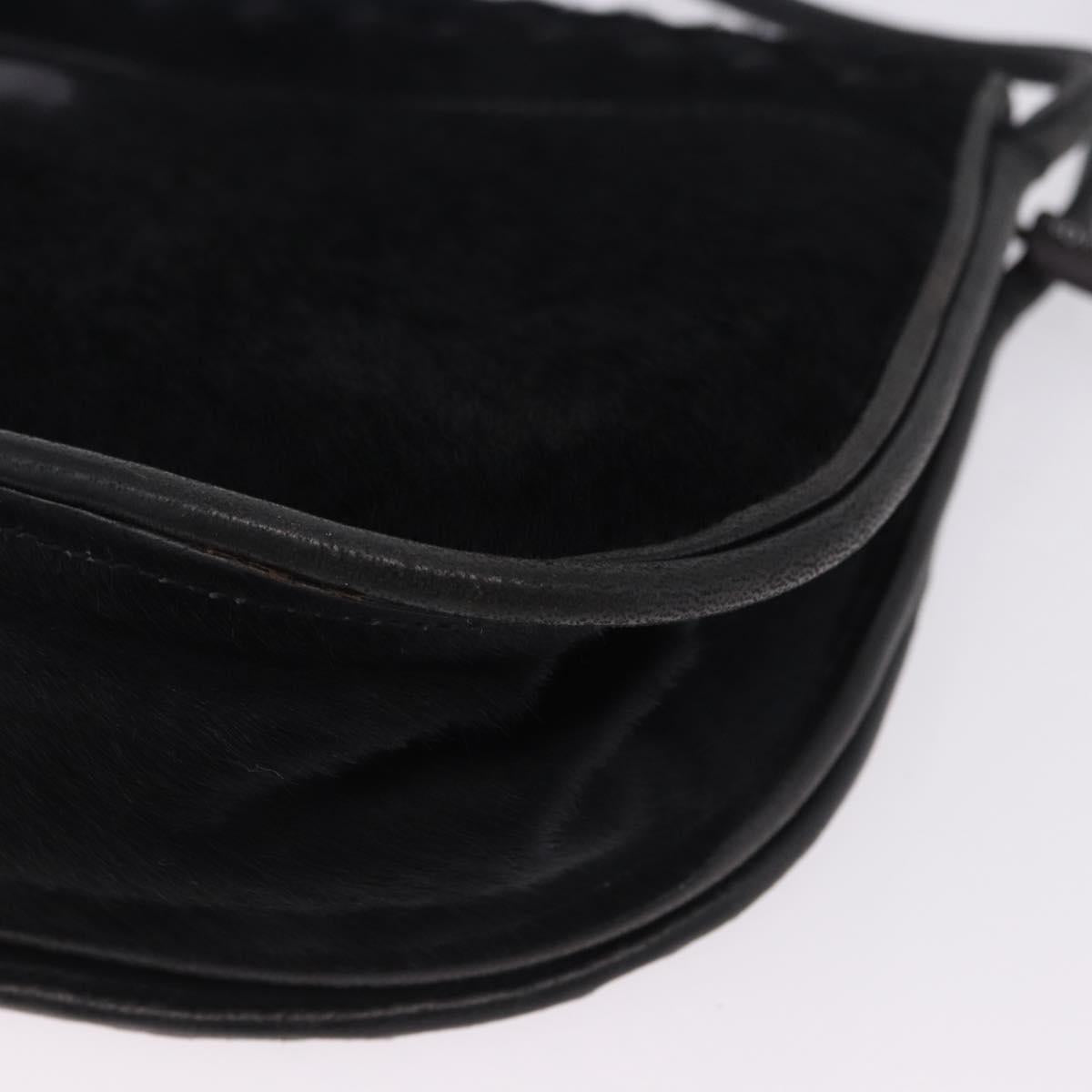 BOTTEGA VENETA INTRECCIATO Shoulder Bag Fur Black Auth 202071