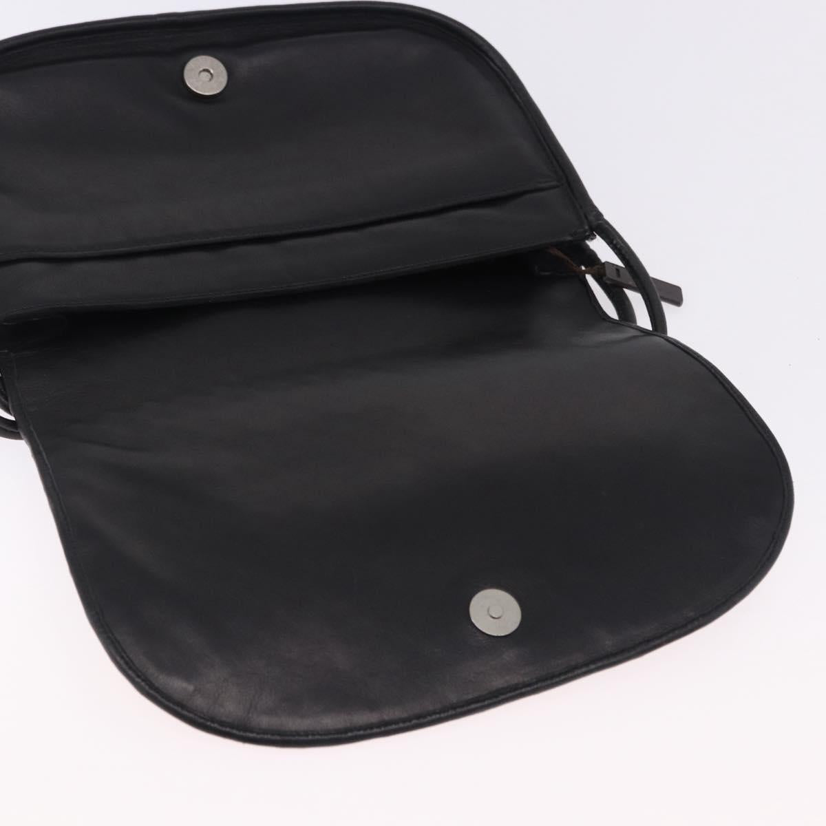 BOTTEGA VENETA INTRECCIATO Shoulder Bag Fur Black Auth 202071