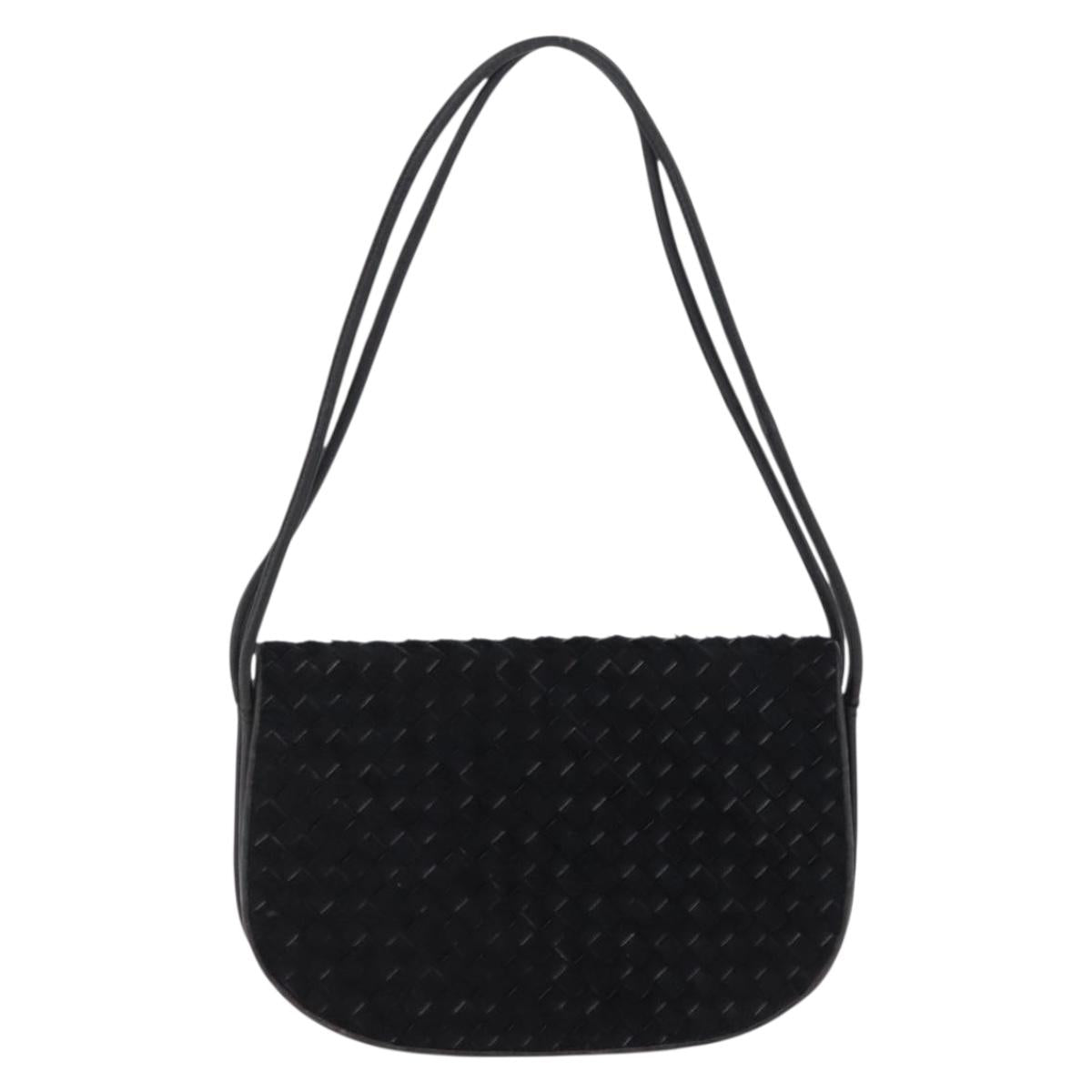 BOTTEGA VENETA INTRECCIATO Shoulder Bag Fur Black Auth 202071