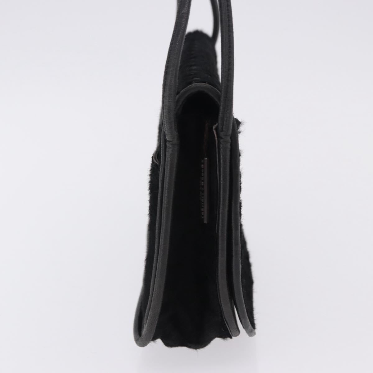 BOTTEGA VENETA INTRECCIATO Shoulder Bag Fur Black Auth 202071