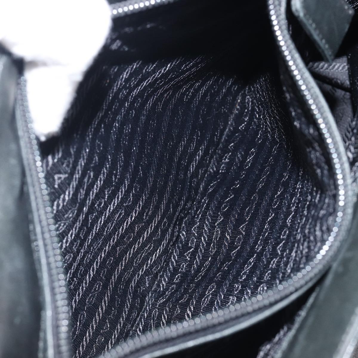 PRADA Hand Bag Leather Black Silver Auth 202075A