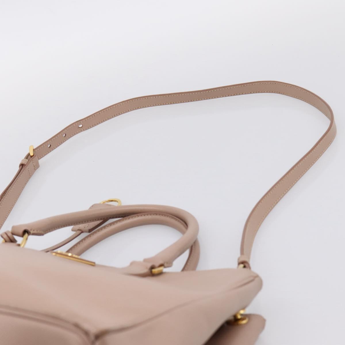 PRADA Galleria Hand Bag Saffiano 2way Pink Gold Tone Auth 202076V